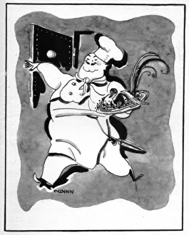 Cuisine Prints: Sketch of the Chef at Guillaume-le-Conquerant restaurant, ne