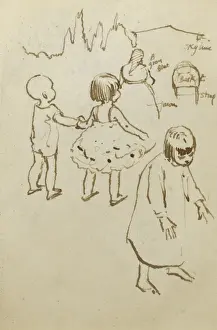 Sketch of children and woman