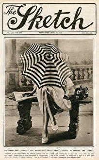 Sketch cover - striped parasol and stockings, dazzle fashion