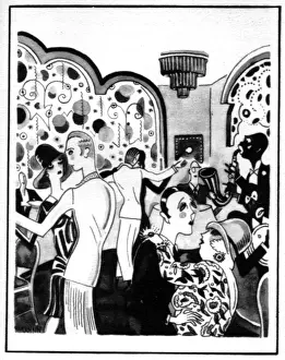 Sketch of dancers in nightclub or cabaret, 1920s