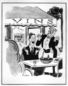 Sketch of diner in French caf, 1920s