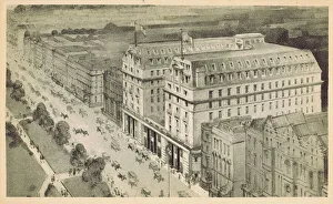 A sketch of the exterior of the Park Lane Hotel, London