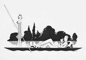 Harriet Gallery: Sketch by Fish of a couple boating on the river near Bray