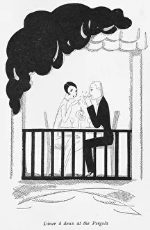 Harriet Gallery: Sketch by Fish of dinner for two in the Casino