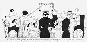 Harriet Gallery: Sketch by Fish of gamblers at the casino in Etretat, 1926