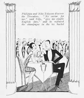 Harriet Gallery: Sketch by Fish showing a couple having champagne