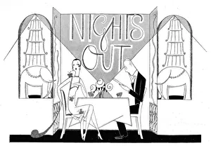 Images Dated 12th May 2015: Sketch by Fish showing a couple on a Nights Out, 1926 at Cla
