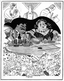 Deauville Prints: Sketch of gambling at Deauville, 1920s