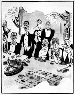 Casino Gallery: Sketch of gambling at the Monte Carlo Casino, 1920s