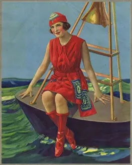 Sketch of girl in bathing suit, 1918