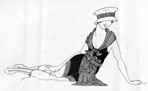 Sketch of girl on a beach, 1918