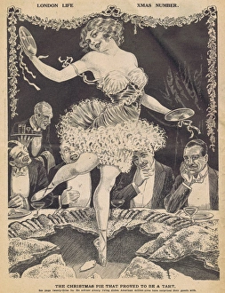 Images Dated 6th December 2014: A sketch of a girl as part of the living Christmas pie