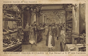 A sketch of the Grande Salle of Poccardi, Italian Restaurant A sketch of the Grande Salle of Poccardi, Italian Restaurant