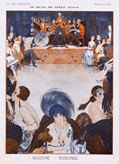 Images Dated 6th February 2015: Sketch of the interior of a cabaret showing the jazz band