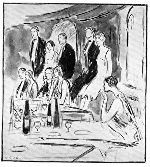 Supper Prints: Sketch of interior of the Caf de Paris, 1926