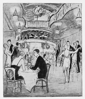Supper Prints: Sketch of the interior of the Embassy Club, 1926