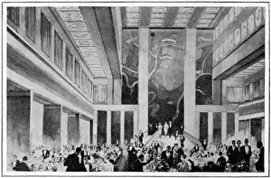 Franch Prints: Sketch of the interior of the Ile de France (1927)- the giant new liner of the French