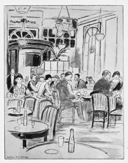 Sketch of the interior of Verreys Caf, 1926