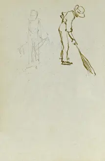 Brushing Prints: Sketch of man with sweeping brush