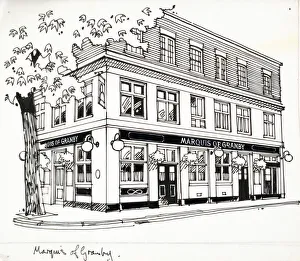 Marquis Prints: Sketch of Marquis Of Granby PH, Westminster, London
