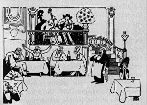 Maxims Prints: Sketch of Maxims restaurant in Paris, 1914