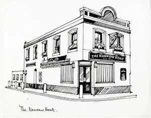 Narrow Prints: Sketch of Narrow Boat PH, Islington, London
