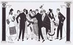 A sketch of the party at a Parisian Music Hall premier, 1921