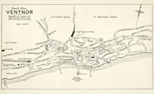 Pavilion Prints: Sketch plan map of Ventnor, Isle of Wight, Hampshire. Date: circa 1910s