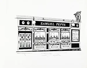 Blackfriars Prints: Sketch of Samuel Pepys PH, Blackfriars, London