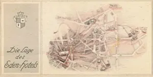 Eden Prints: Sketch showing the location of the Eden Hotel in Berlin (1920s) Date: 1920s