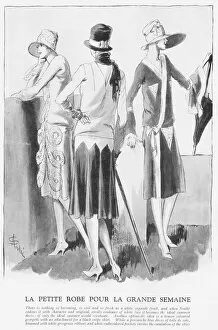 Frocks Gallery: A sketch by Soulie of three summer frocks, 1926