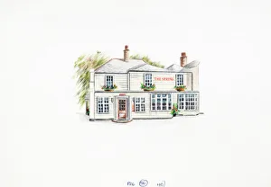 Ewell Prints: Sketch of Spring Hotel, Ewell, Surrey