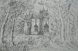 Crenellation Gallery: Sketch of St Marys Church, Hartwell, Buckinghamshire