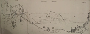 Images Dated 26th October 2011: Sketch of Tenby, Wales, including the Castle