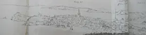 Sketch of Tenby, Wales, including Lundy Island