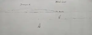 Sketch of Tenby, Wales, including Worms Head