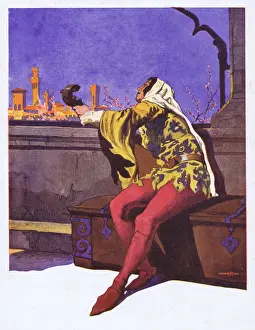 Troubadour Prints: A sketch of a troubadour in Venice, 1924