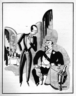 Jazz Age Club Gallery: Sketch of VIPs in Casanova night spot, Biarritz, 1920s