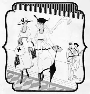 Sketch of War effort fashions, 1918