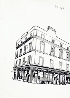 Bishopsgate Prints: Sketch of White Hart PH, Bishopsgate, London