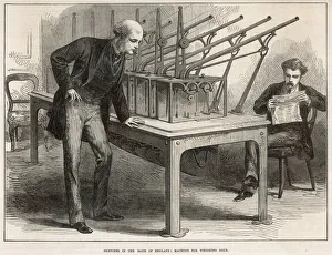 Device Gallery: Sketches in the Bank of England. Machine for weighing coins