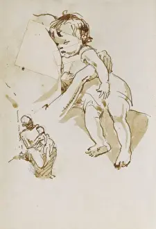 Sketches of mother and child