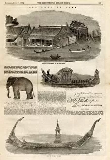 Images Dated 20th April 2020: Sketches in Siam from The Illustrated London News. Date: 1855