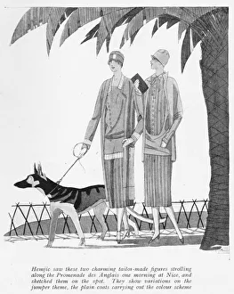 Couturiers Prints: Sketches of two tailor-made outfits by Hemjic