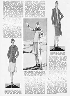 Marcel Gallery: Three sketches of Winter Sports skiing fashions, 1927