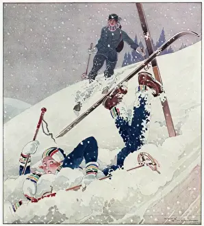 Skier Prints: Skier tumbles 1931