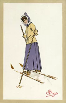 Turns Collection: Skier turning back - Switzerland - 1900s
