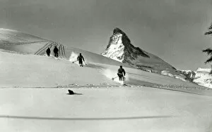 Alpine Collection: Skiers - Riffelboden - view of Matterhorn - nr. Zermatt