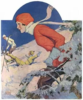 Images Dated 16th April 2012: Skiing friends, 1930s