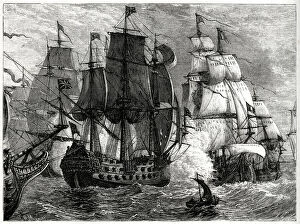 Blake Collection: Skirmish between English and Dutch ships, under Admiral Robert Blake